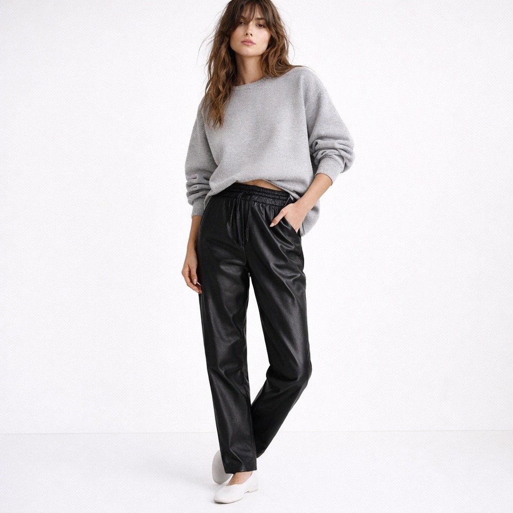 Rag & Bone Black Lambskin Leather Drawstring Pants Size XS‎